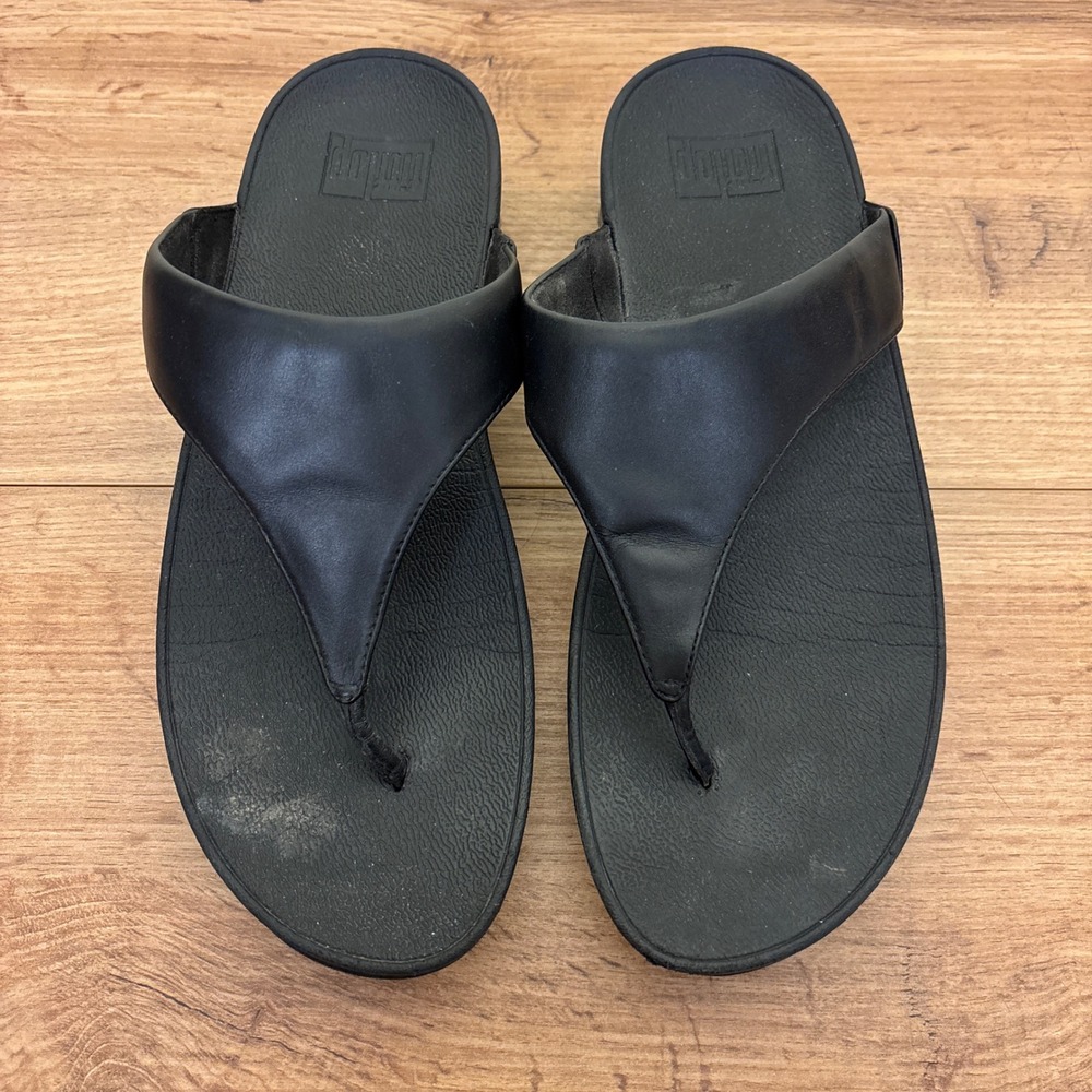FITFLOP Lulu Thong Flip Flop In Black Women Size 10 Platform Casual Comfort
